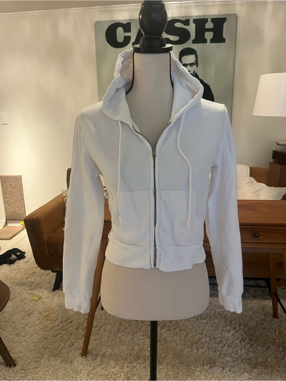 Brandy Melville white zip up hoodie